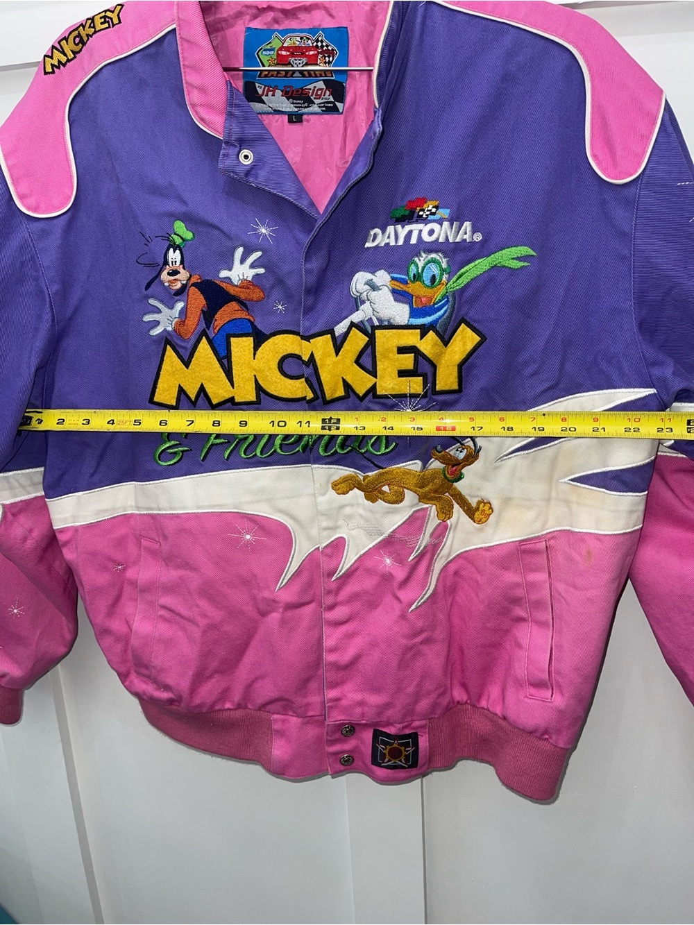JH Design Vintage Disney Mickey & Friends Daytona 500 Jacket Size Large - Picture 4 of 11
